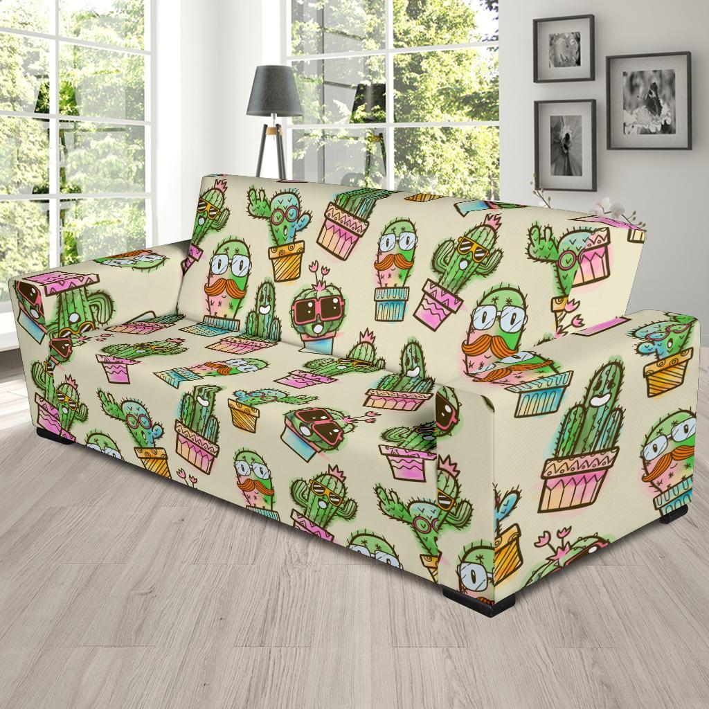 Cartoon Cactus Pattern Print Sofa Covers-grizzshop