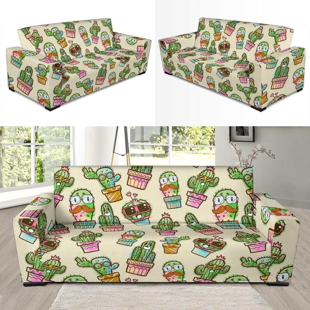 Cartoon Cactus Pattern Print Sofa Covers-grizzshop