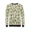 Cartoon Cactus Pattern Print Women Crewneck Sweatshirt-grizzshop