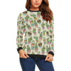 Cartoon Cactus Pattern Print Women Crewneck Sweatshirt-grizzshop