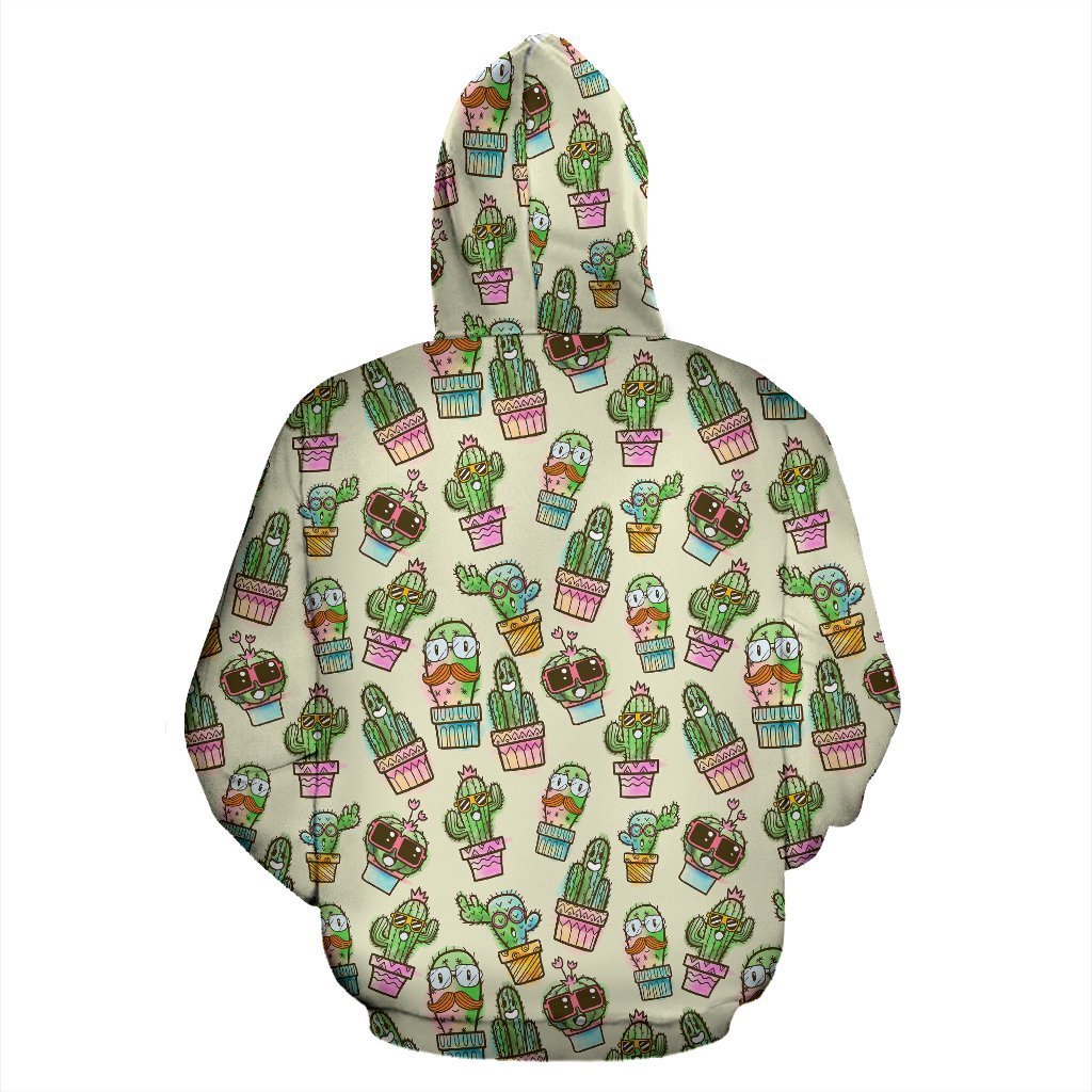 Cartoon Cactus Pattern Print Women Men Pullover Hoodie-grizzshop