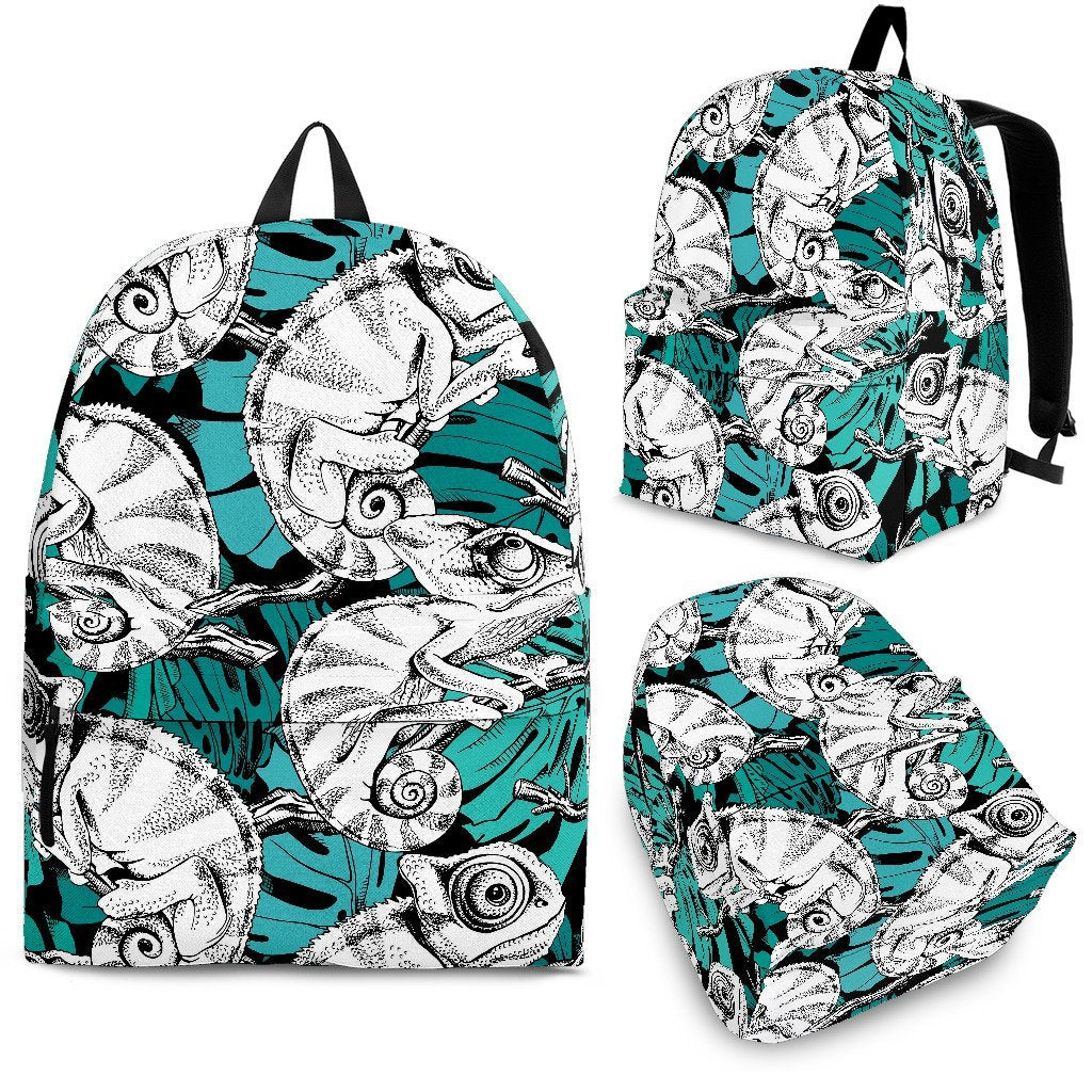 Cartoon Chameleon Pattern Print Backpack-grizzshop