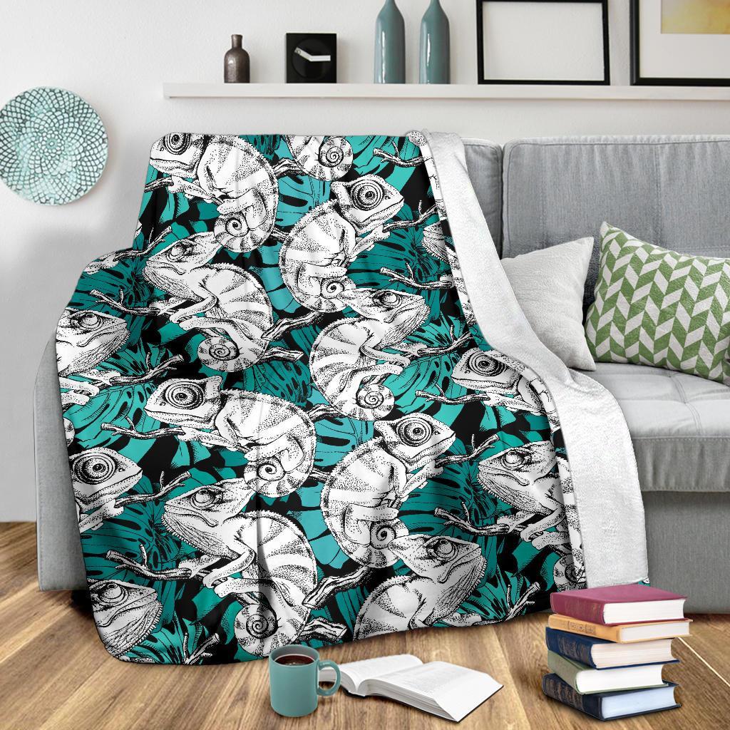 Cartoon Chameleon Pattern Print Blanket-grizzshop