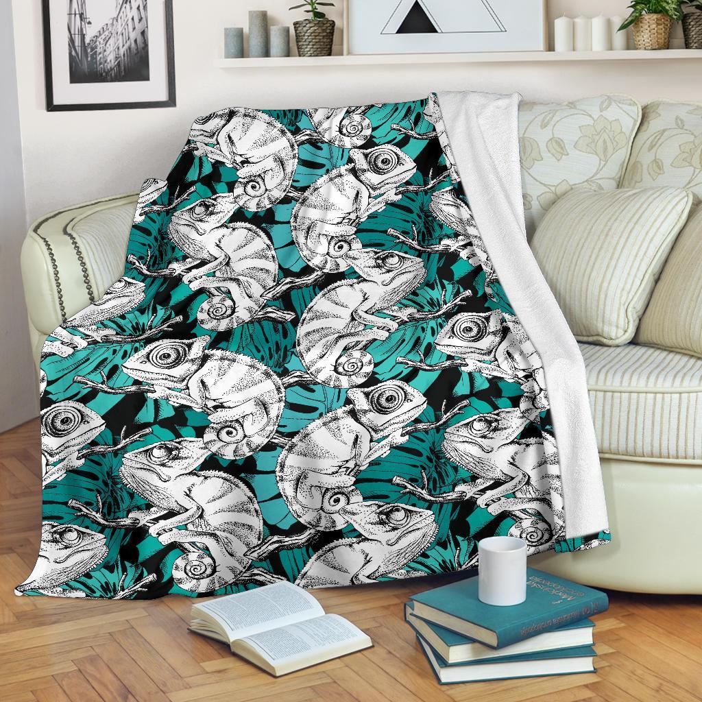 Cartoon Chameleon Pattern Print Blanket-grizzshop