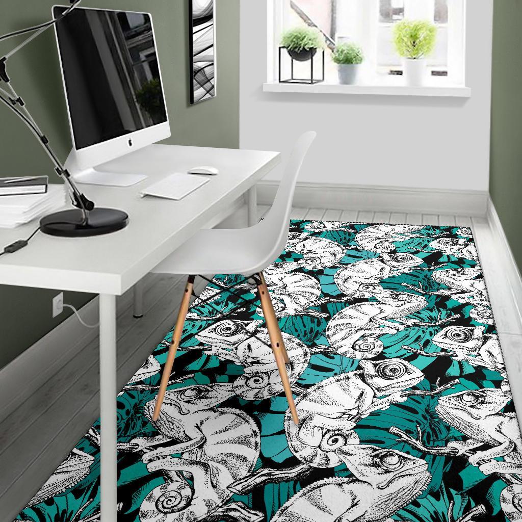 Cartoon Chameleon Pattern Print Floor Mat-grizzshop