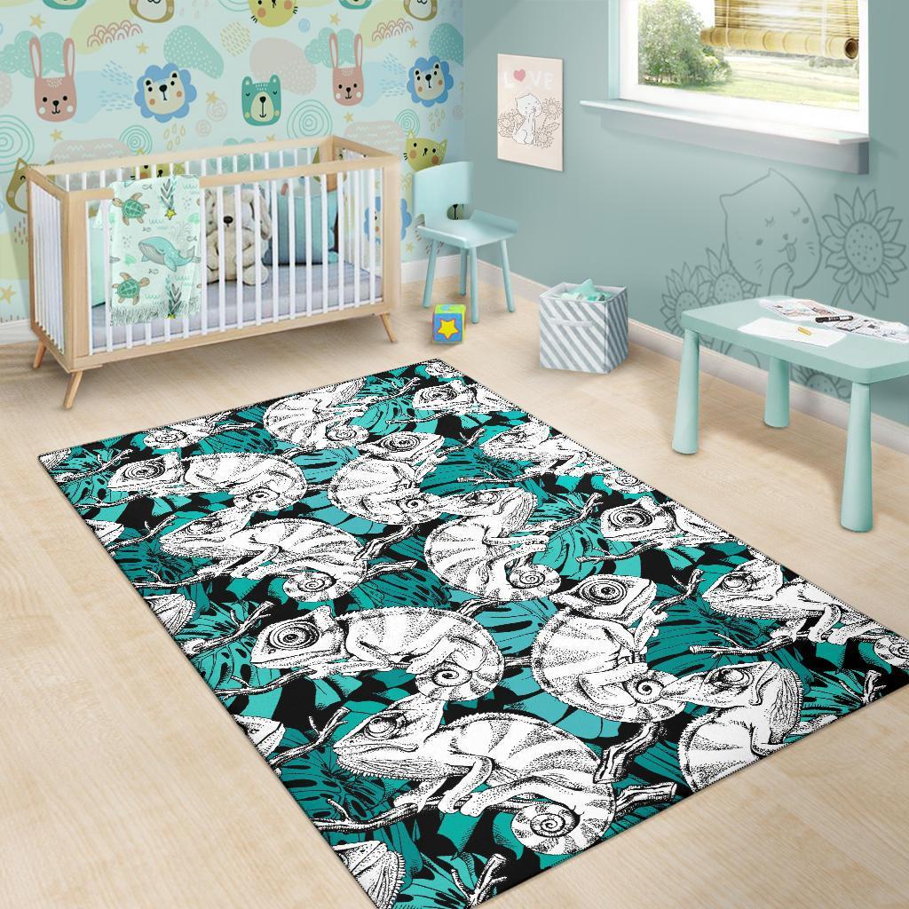 Cartoon Chameleon Pattern Print Floor Mat-grizzshop