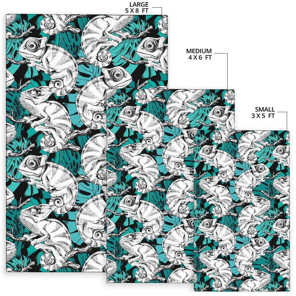 Cartoon Chameleon Pattern Print Floor Mat-grizzshop