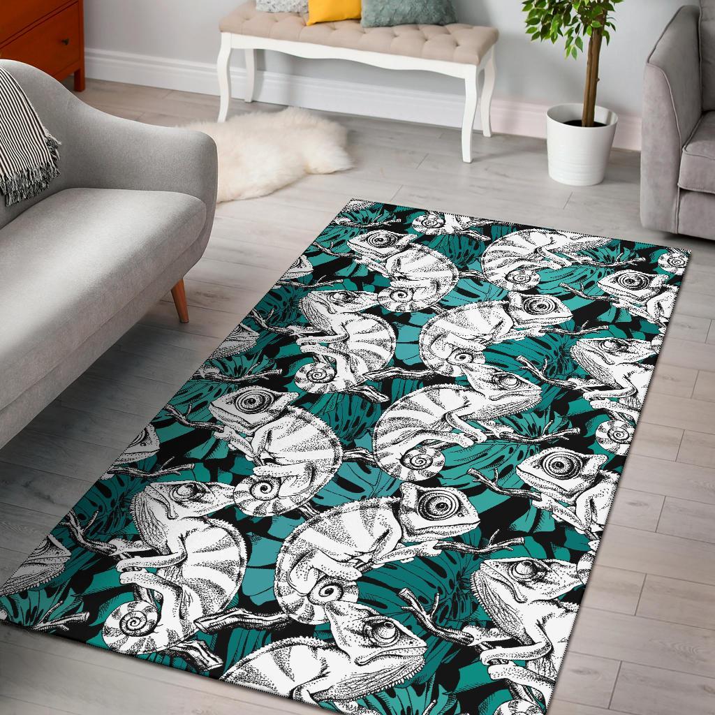 Cartoon Chameleon Pattern Print Floor Mat-grizzshop