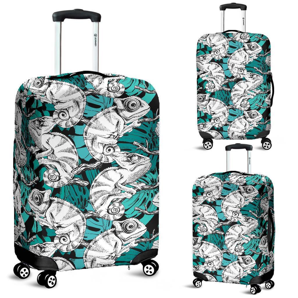 Cartoon Chameleon Pattern Print Luggage Cover Protector-grizzshop