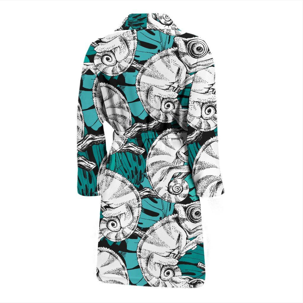 Cartoon Chameleon Pattern Print Men Long Robe-grizzshop