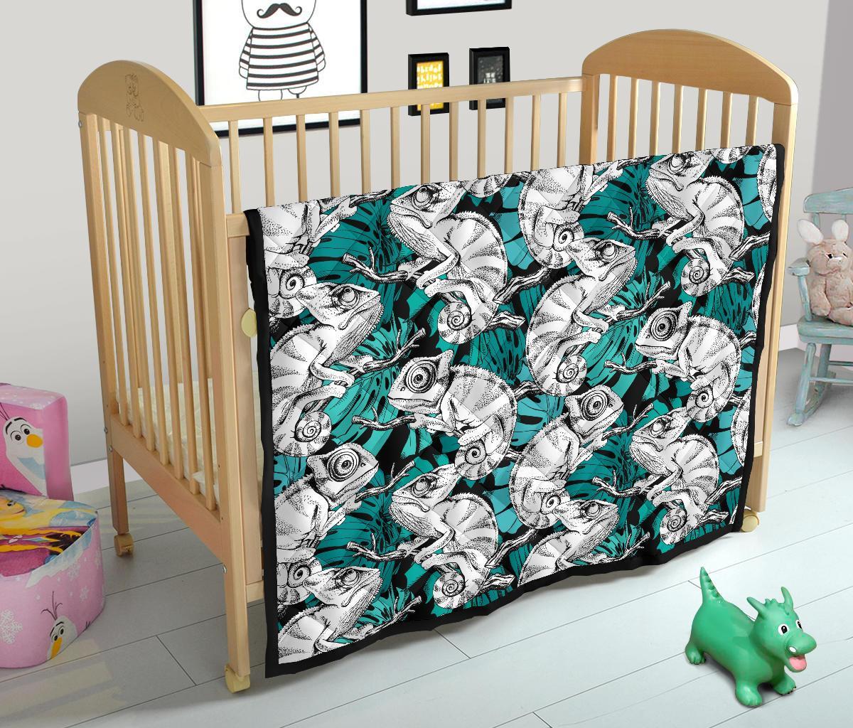 Cartoon Chameleon Pattern Print Quilt-grizzshop