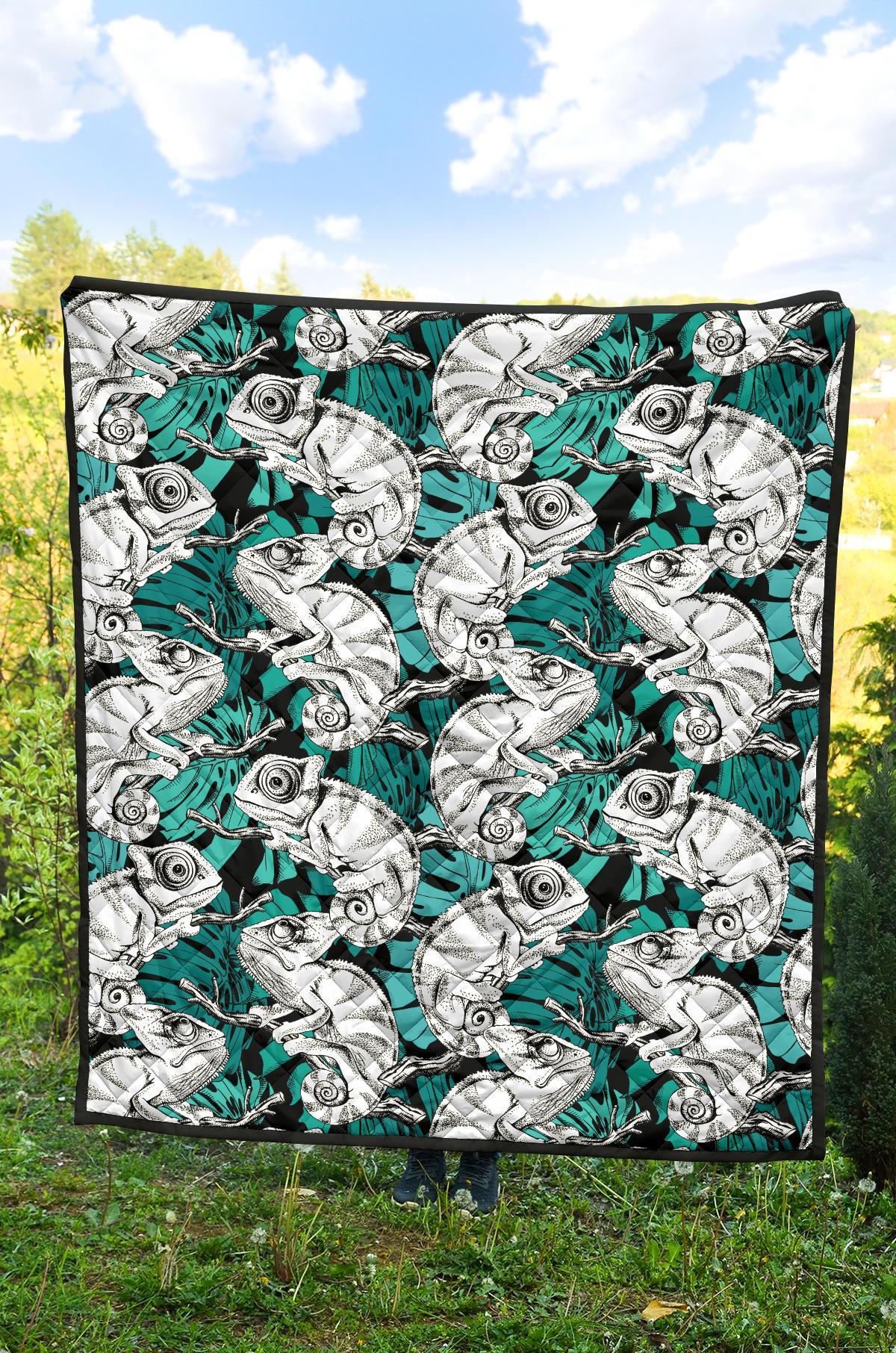 Cartoon Chameleon Pattern Print Quilt-grizzshop