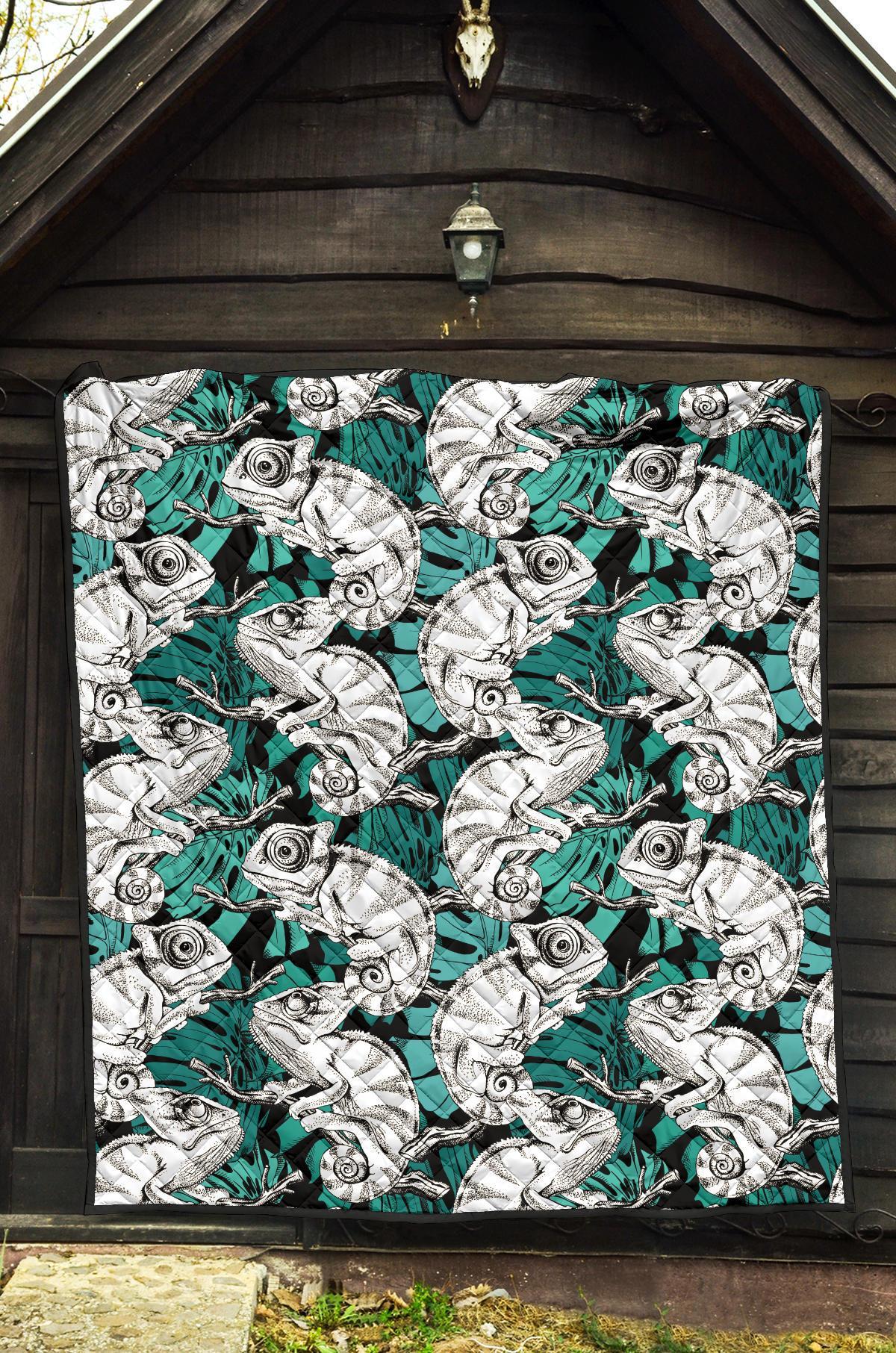 Cartoon Chameleon Pattern Print Quilt-grizzshop