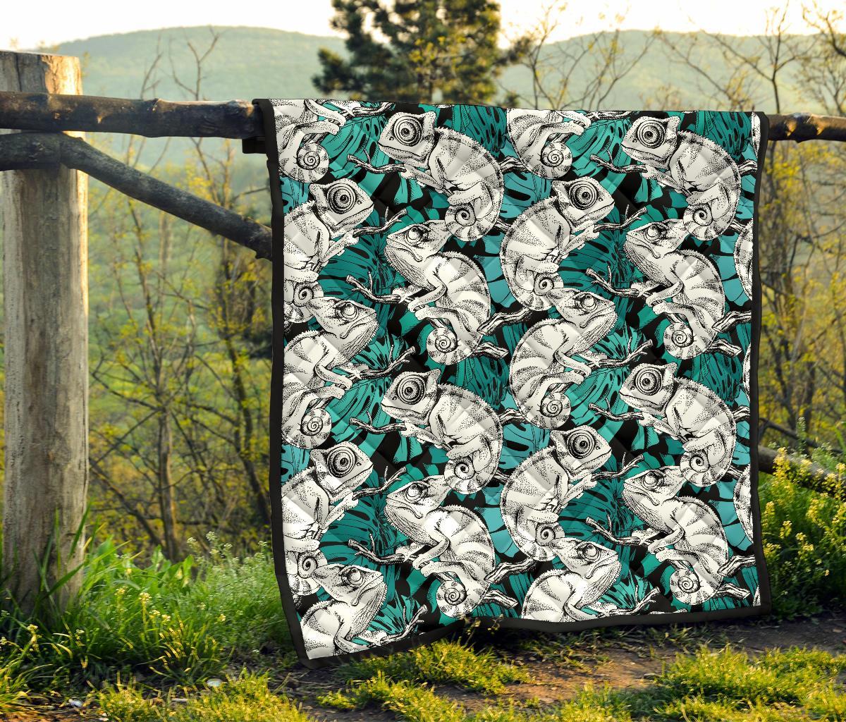 Cartoon Chameleon Pattern Print Quilt-grizzshop