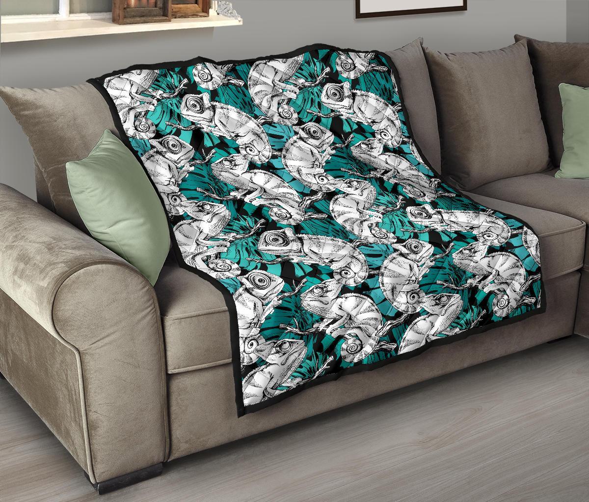 Cartoon Chameleon Pattern Print Quilt-grizzshop