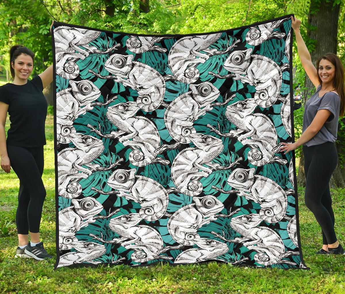 Cartoon Chameleon Pattern Print Quilt-grizzshop