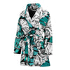 Cartoon Chameleon Pattern Print Women Long Robe-grizzshop