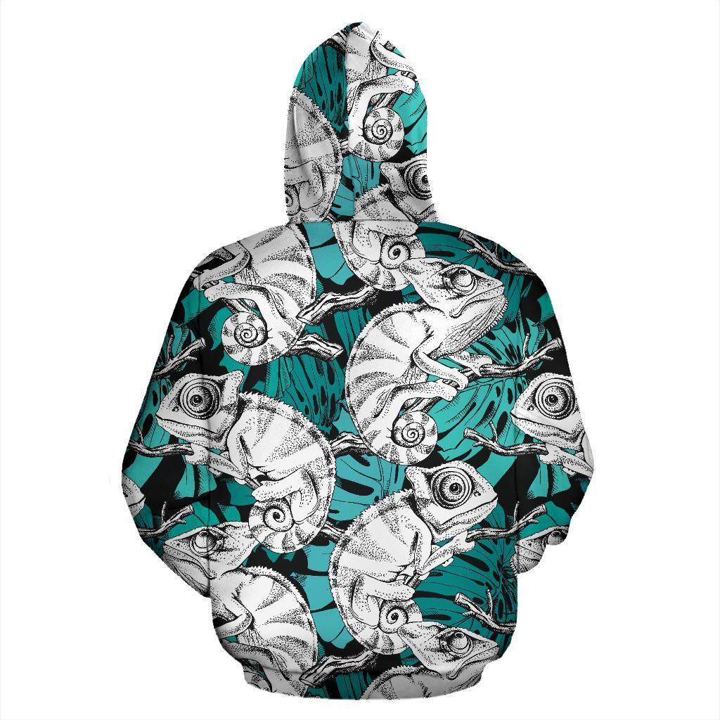 Cartoon Chameleon Pattern Print Women Men Pullover Hoodie-grizzshop