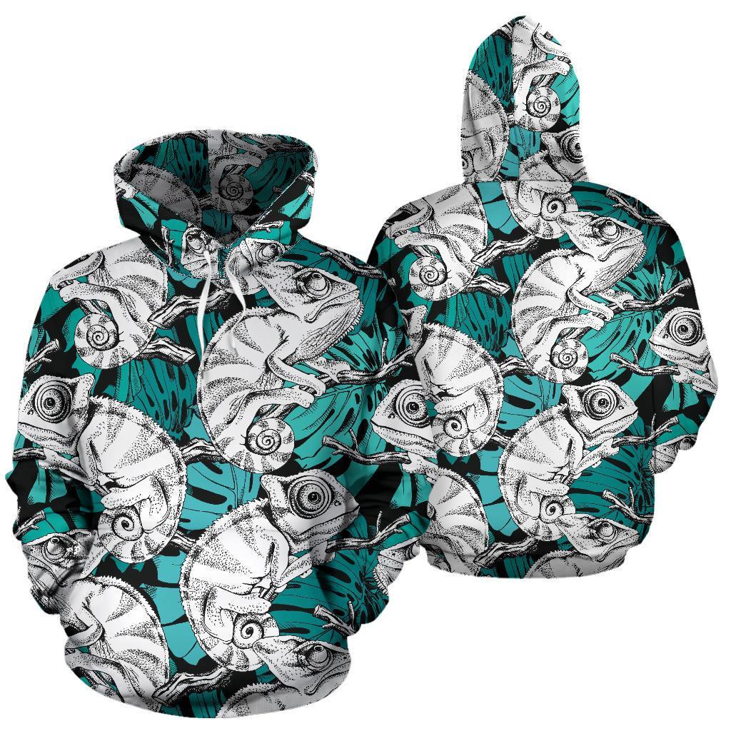 Cartoon Chameleon Pattern Print Women Men Pullover Hoodie-grizzshop