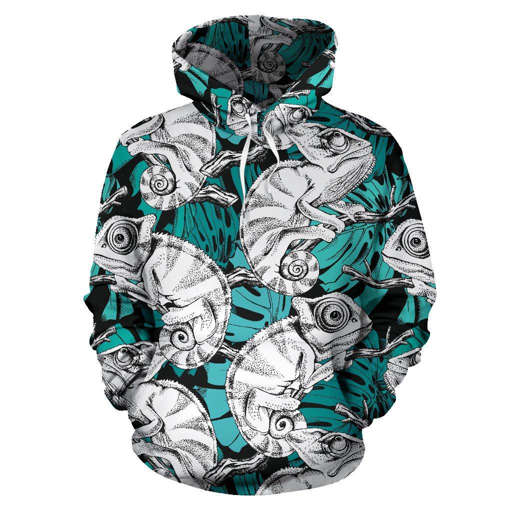 Cartoon Chameleon Pattern Print Women Men Pullover Hoodie-grizzshop