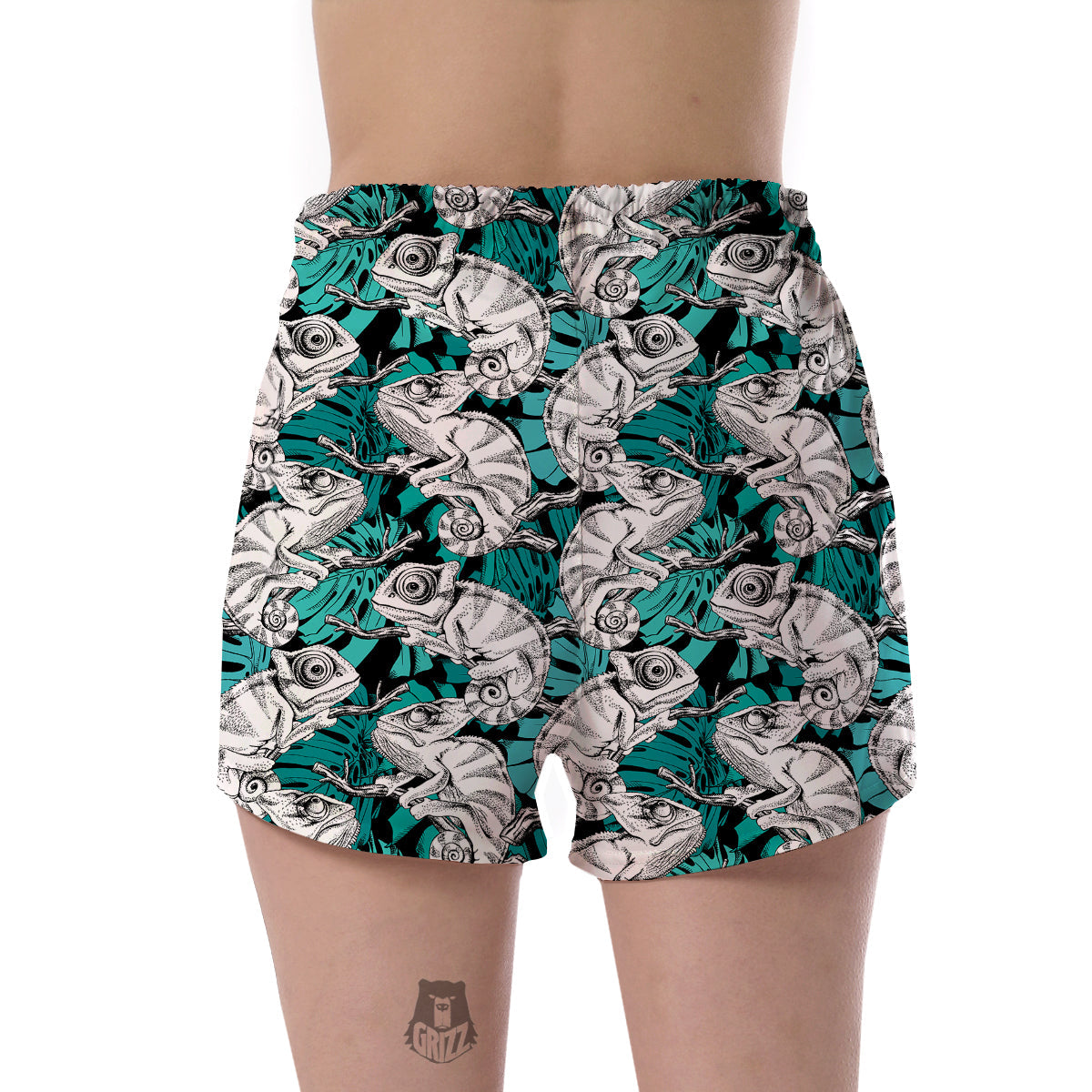 Cartoon Chameleon Pattern Print Women's Shorts-grizzshop