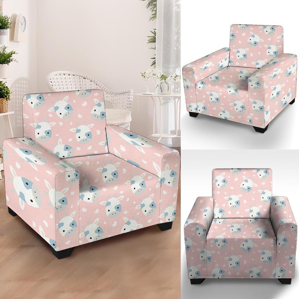 Cartoon Cow Print Armchair Cover-grizzshop