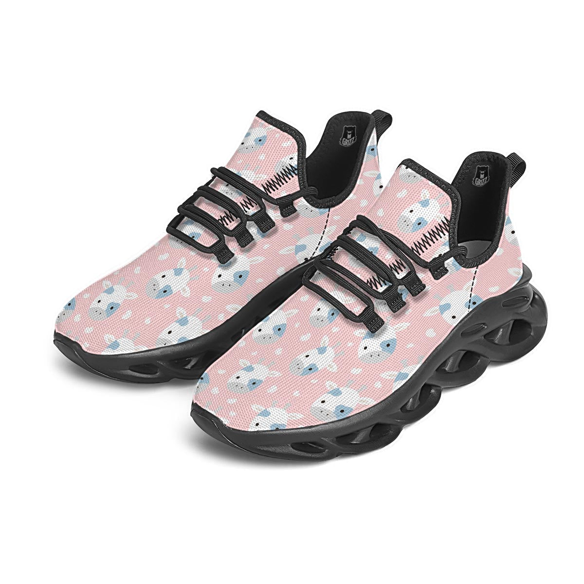 Cartoon Cow Print Black Running Shoes-grizzshop
