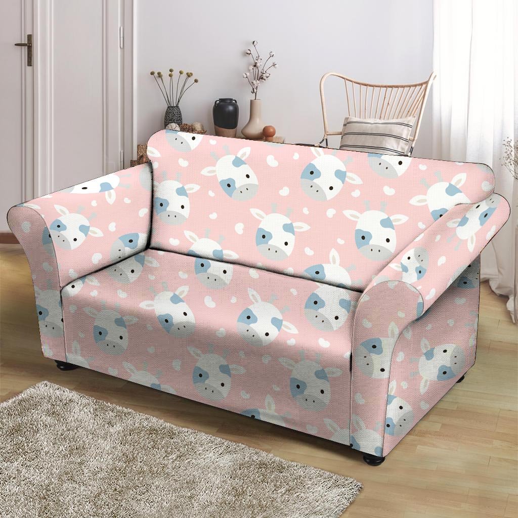 Cartoon Cow Print Loveseat Cover-grizzshop