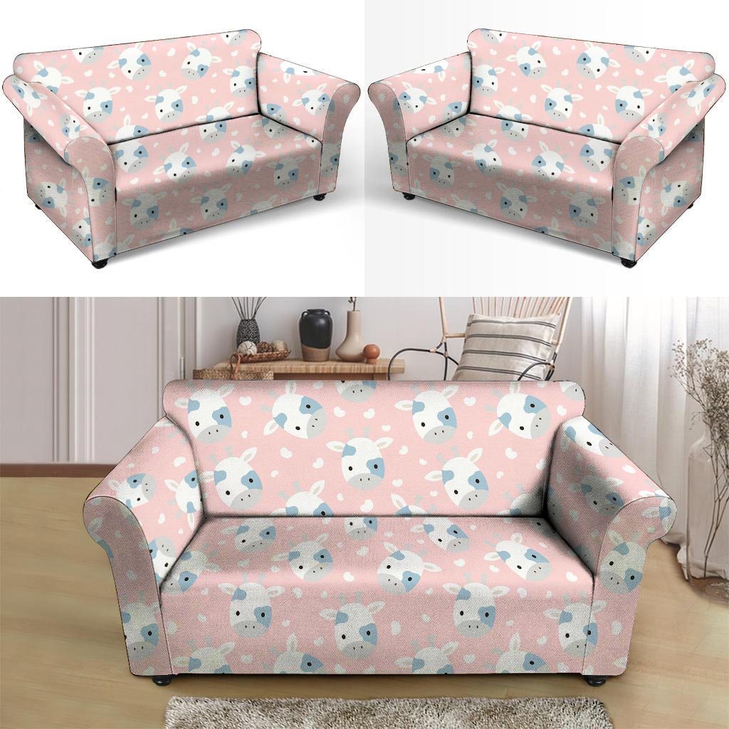 Cartoon Cow Print Loveseat Cover-grizzshop