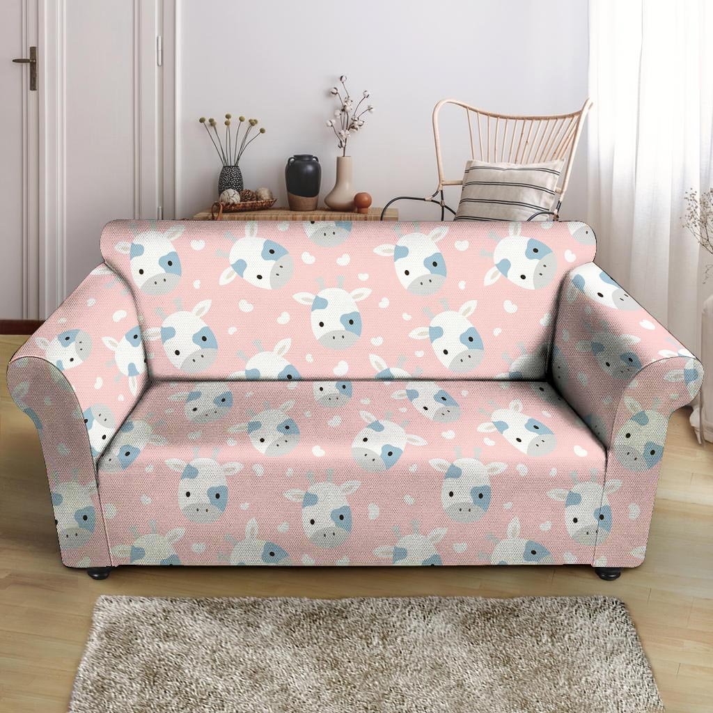 Cartoon Cow Print Loveseat Cover-grizzshop