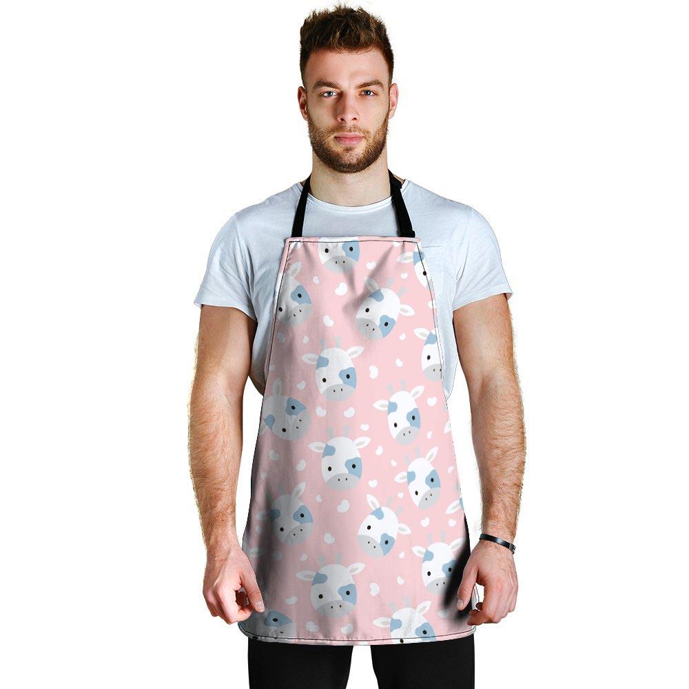 Cartoon Cow Print Men's Apron-grizzshop