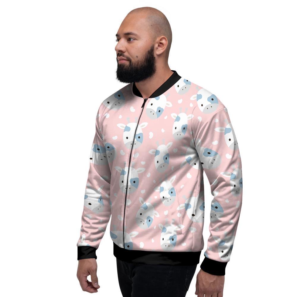 Cartoon Cow Print Men's Bomber Jacket-grizzshop