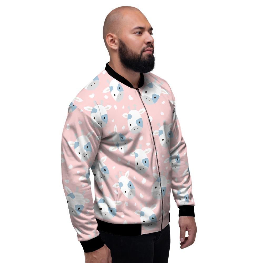 Cartoon Cow Print Men's Bomber Jacket-grizzshop