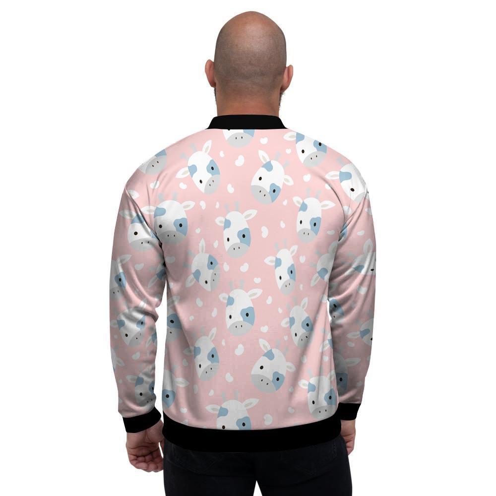 Cartoon Cow Print Men's Bomber Jacket-grizzshop