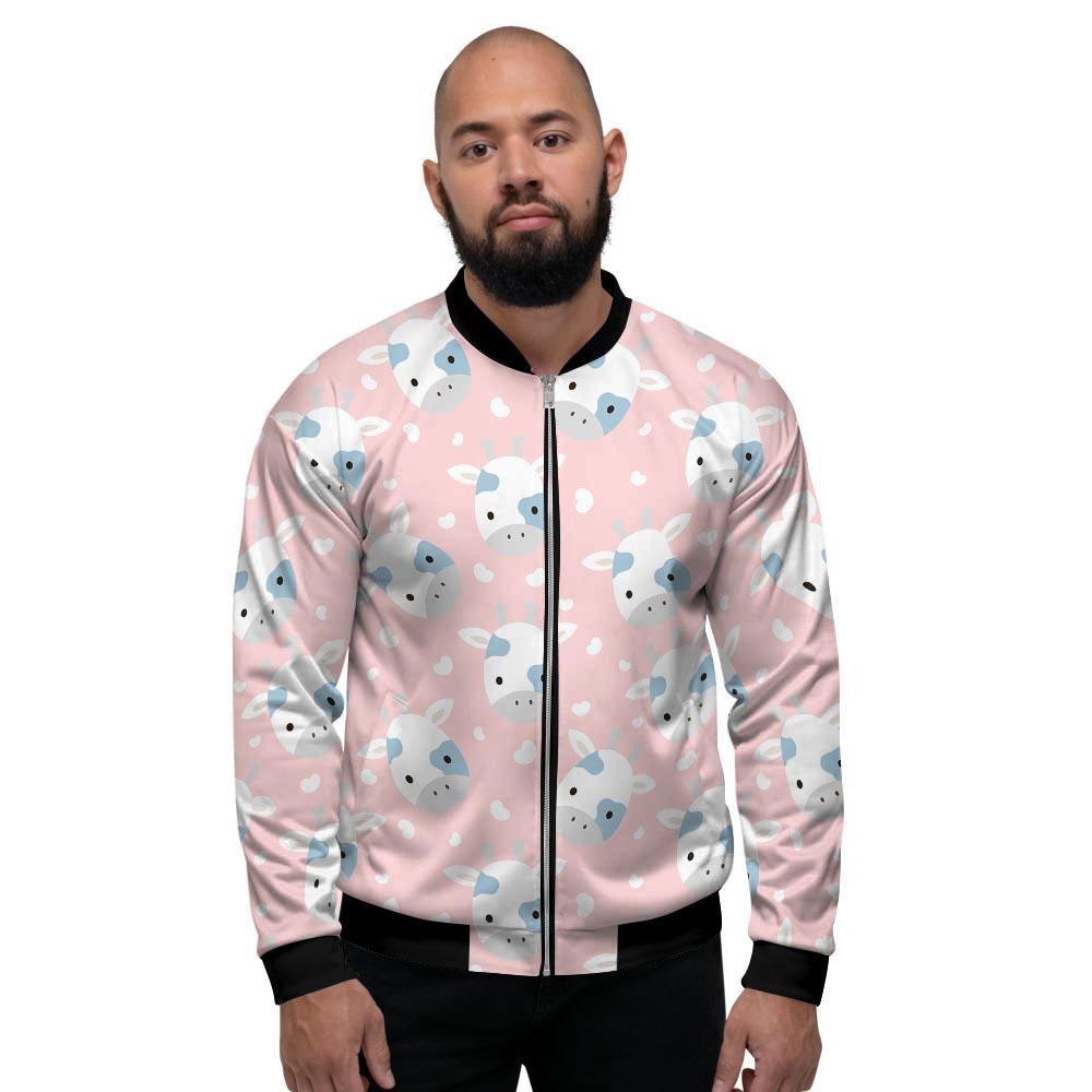 Cartoon Cow Print Men's Bomber Jacket-grizzshop