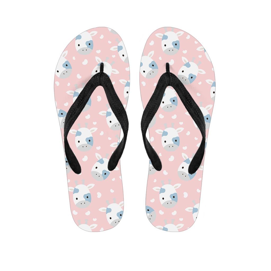 Cartoon Cow Print Men's Flip Flops-grizzshop