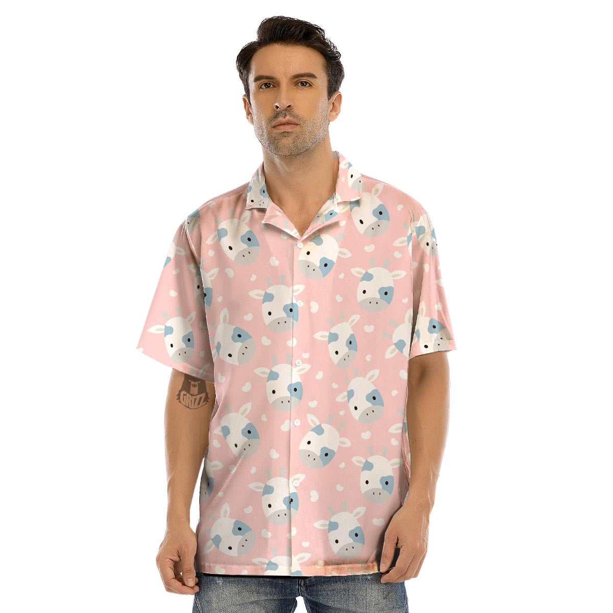 Cartoon Cow Print Men’s Hawaiian Shirt-grizzshop