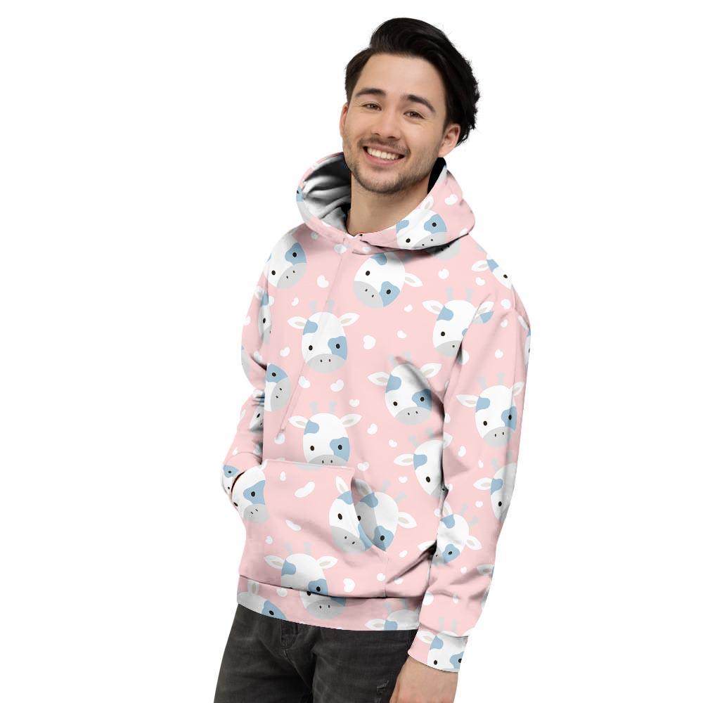 Cartoon Cow Print Men's Hoodie-grizzshop