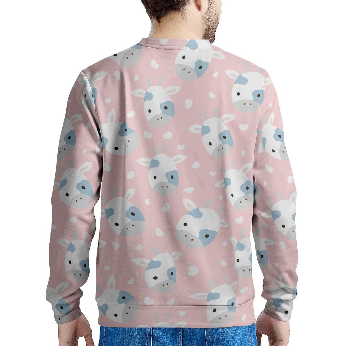 Cartoon Cow Print Men's Sweatshirt-grizzshop