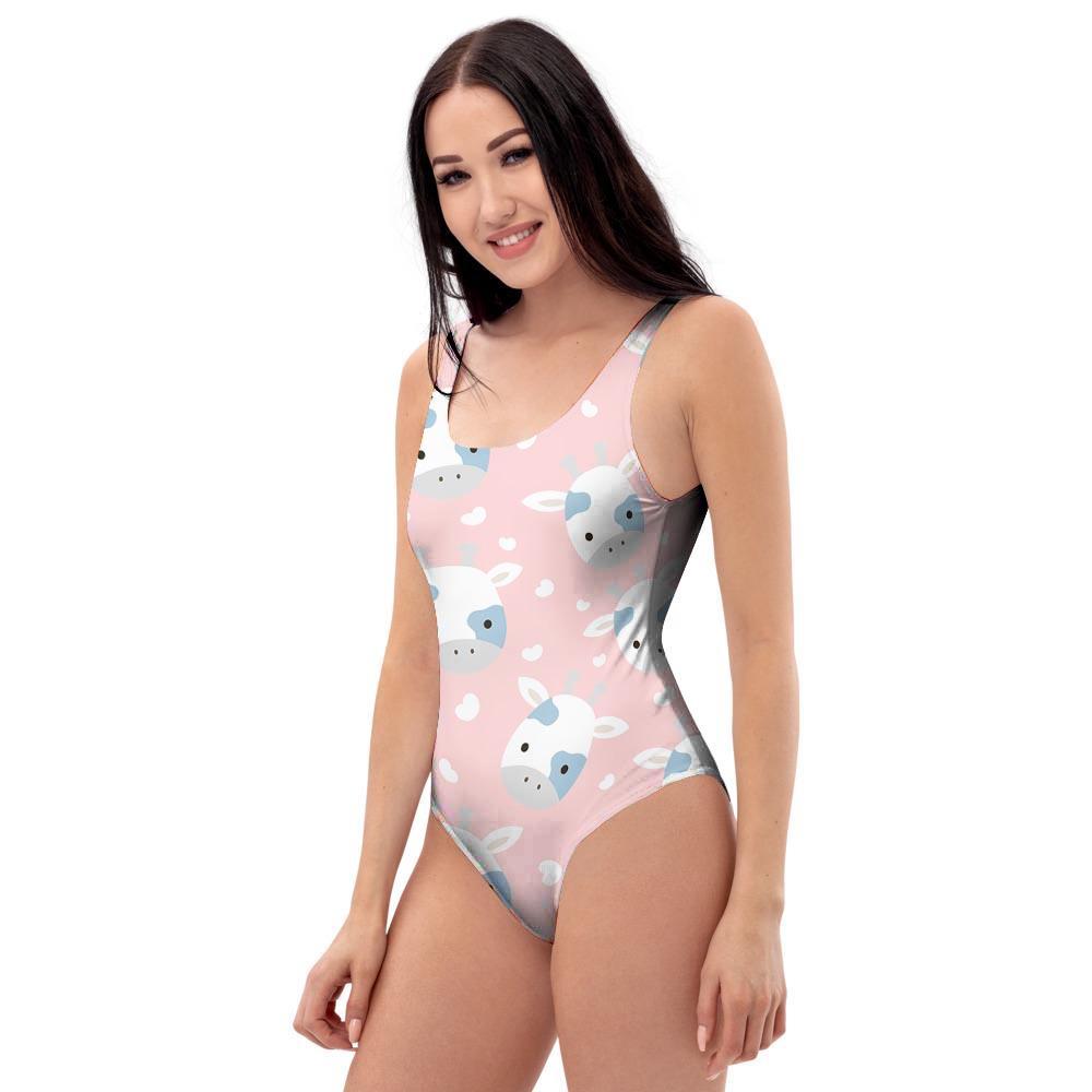 Cartoon Cow Print One Piece Swimsuite-grizzshop