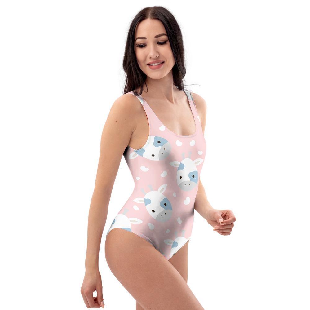 Cartoon Cow Print One Piece Swimsuite-grizzshop