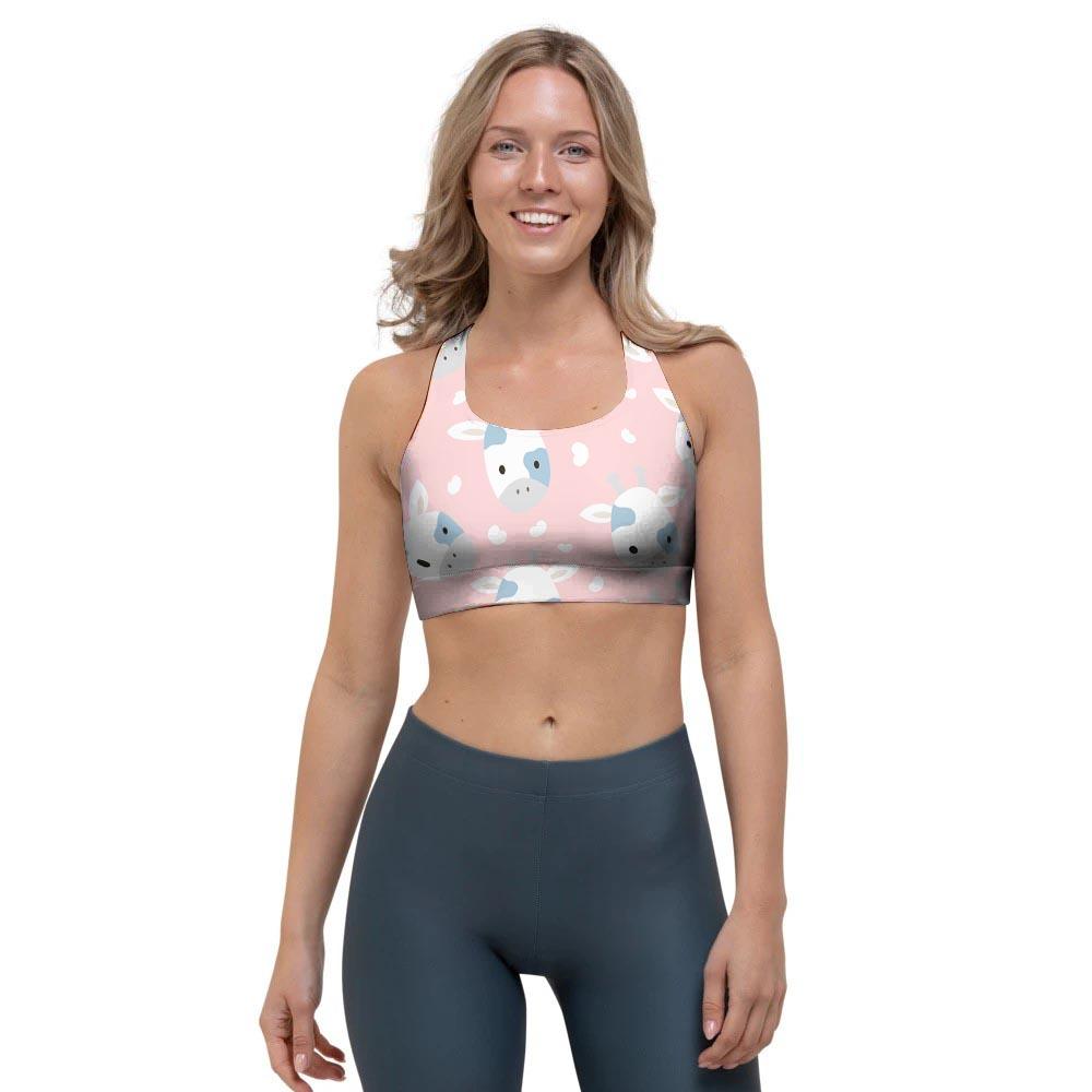 Cartoon Cow Print Sports Bra-grizzshop