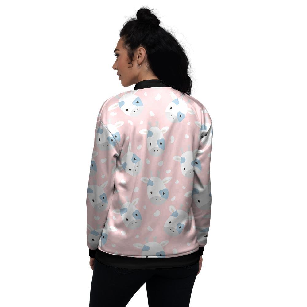 Cartoon Cow Print Women's Bomber Jacket-grizzshop
