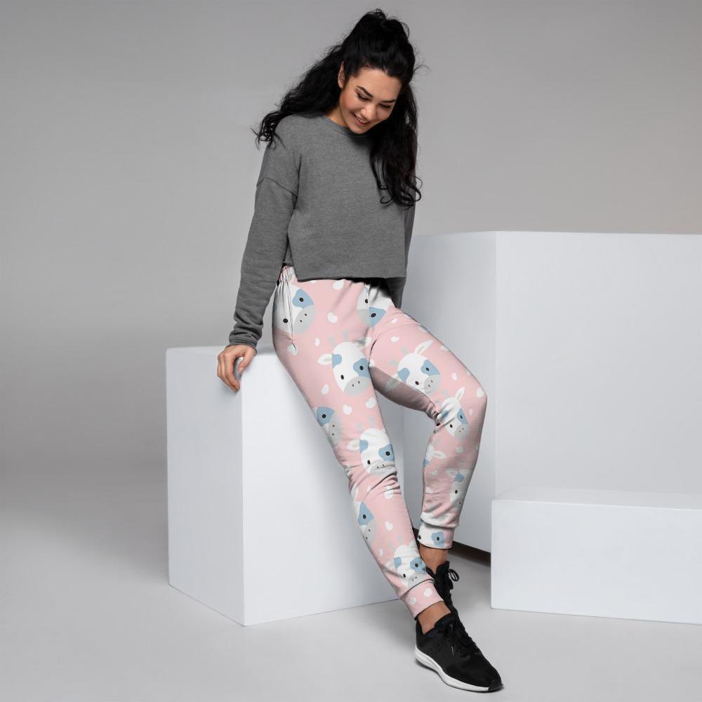 Cartoon Cow Print Women's Joggers-grizzshop