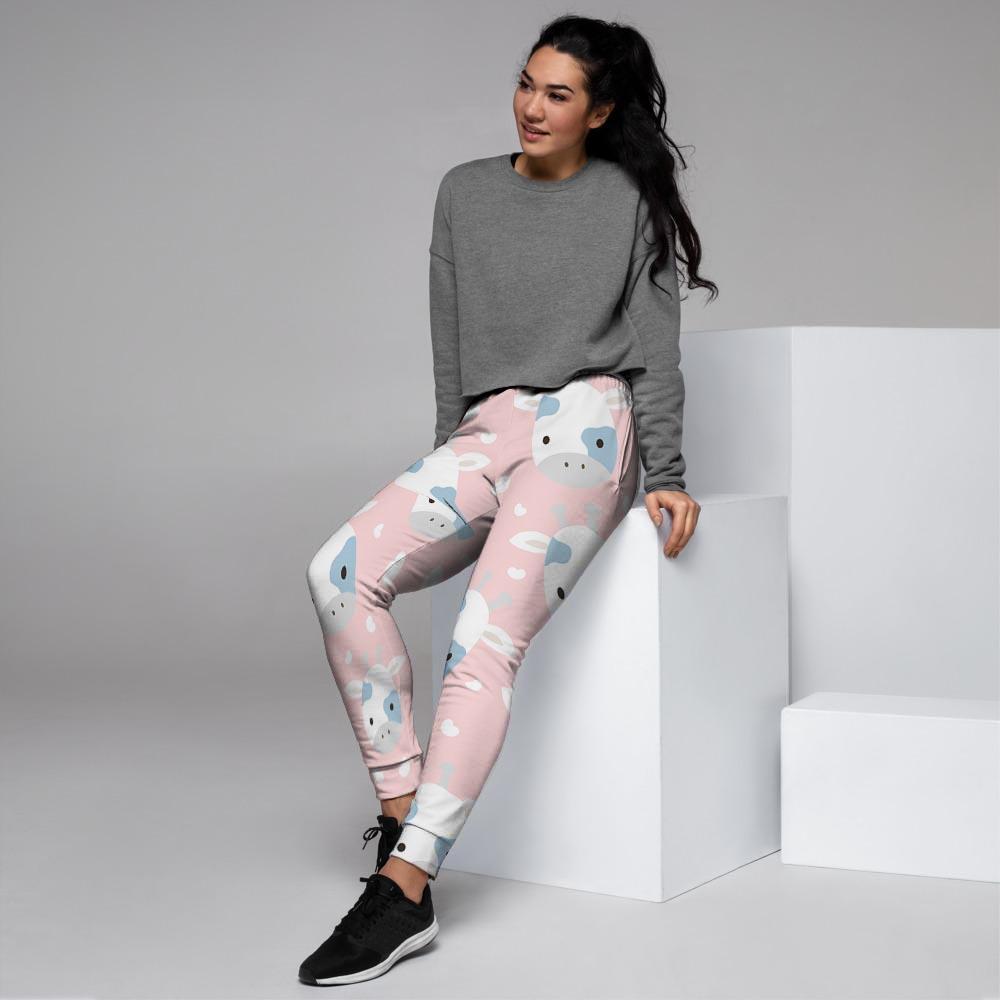 Cartoon Cow Print Women's Joggers-grizzshop