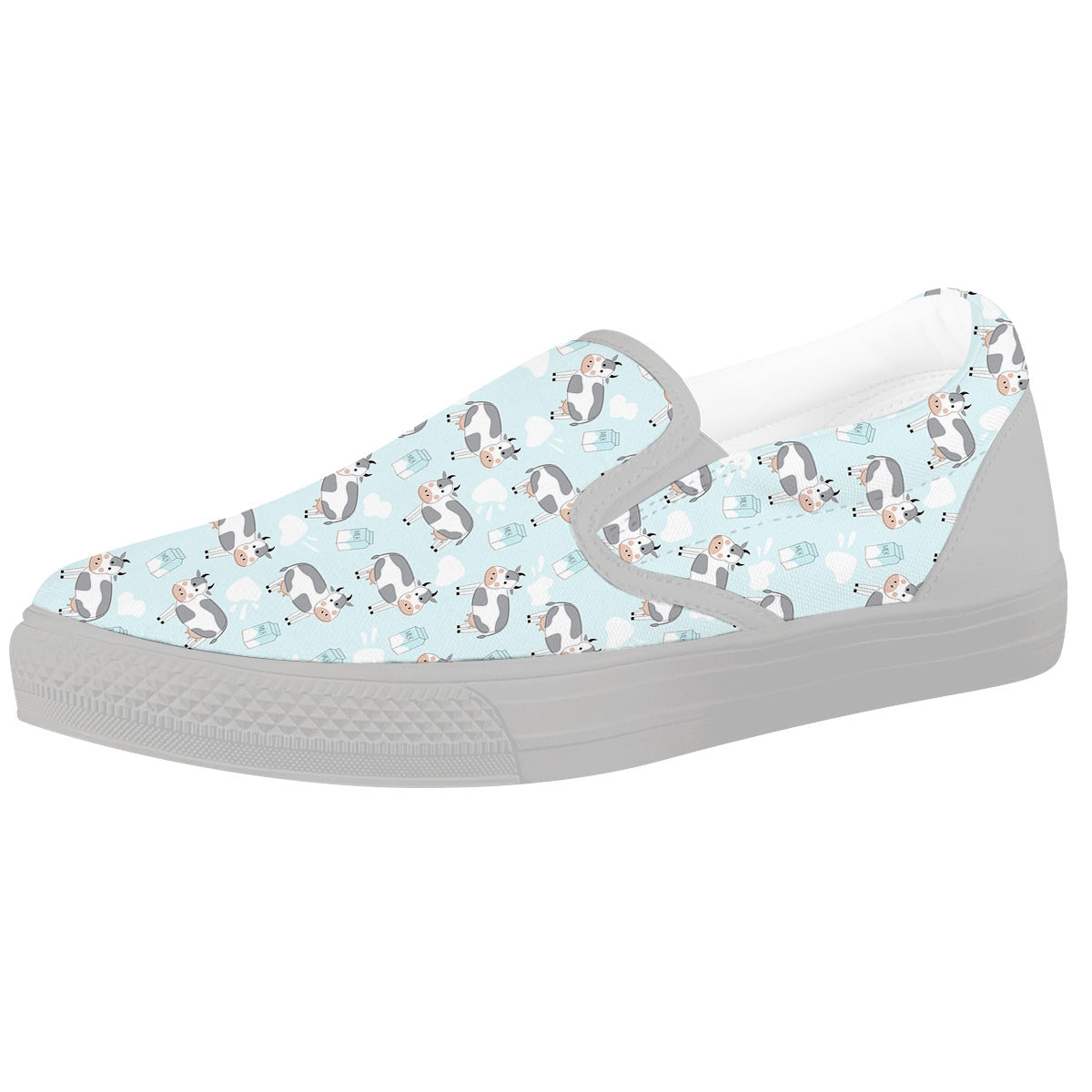 Cartoon Cows Milk Print Pattern White Slip On Shoes-grizzshop