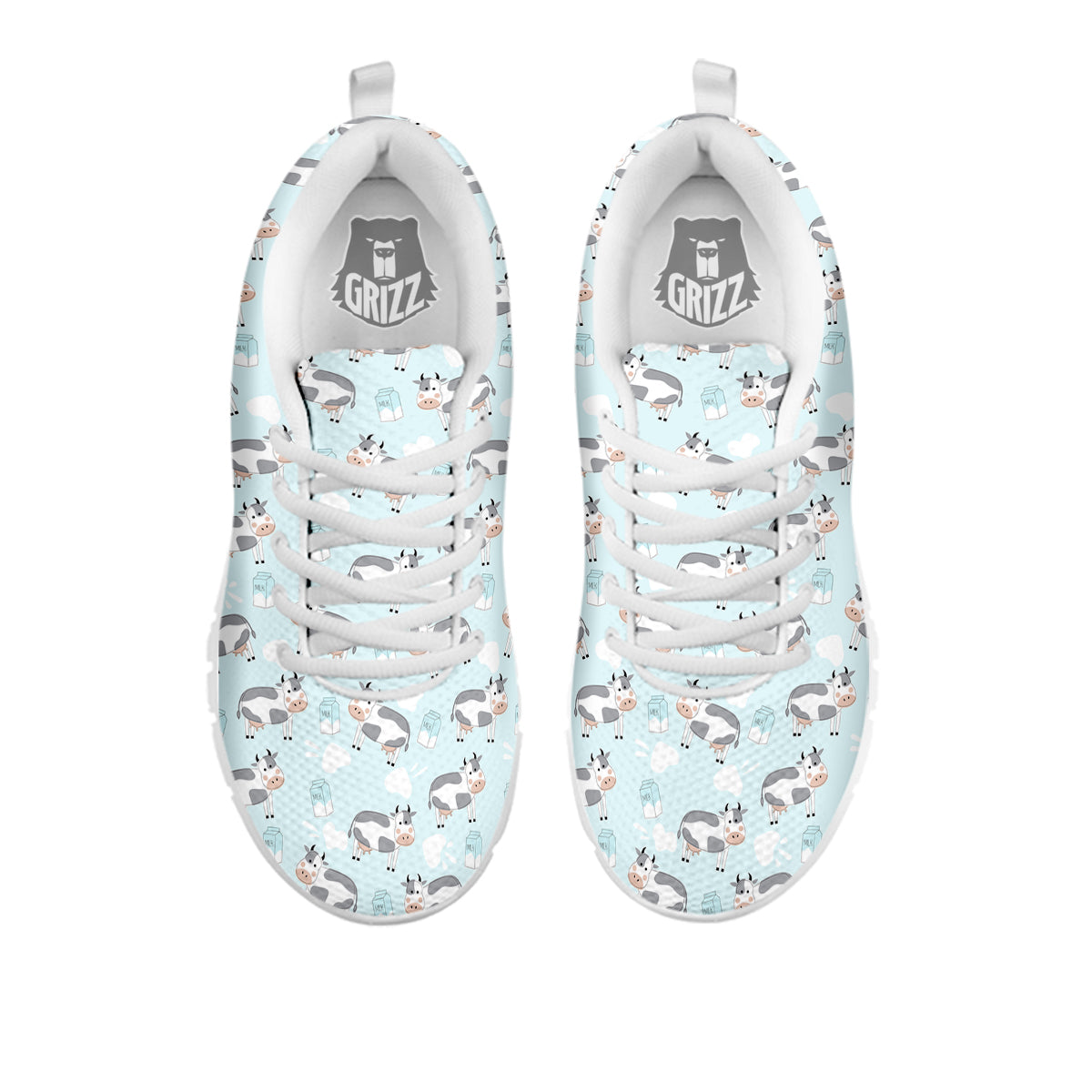 Cartoon Cows Milk Print Pattern White Sneaker-grizzshop