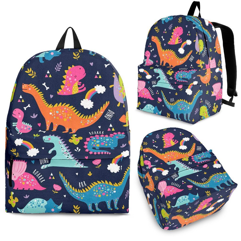 Cartoon Dino Dinosaur Pattern Print Backpack-grizzshop