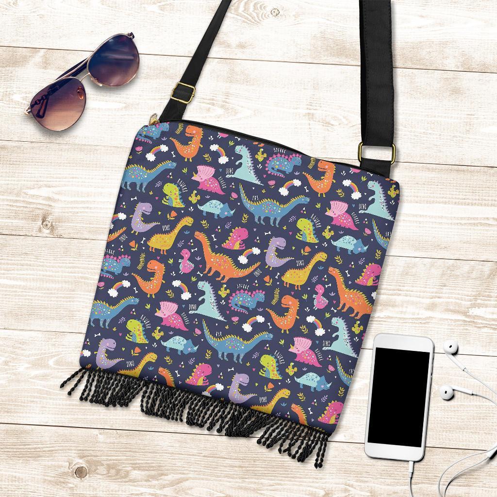 Cartoon Dino Dinosaur Pattern Print Crossbody Bags-grizzshop