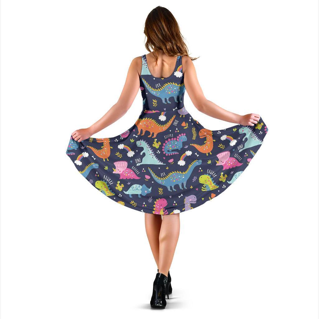 Cartoon Dino Dinosaur Pattern Print Dress-grizzshop